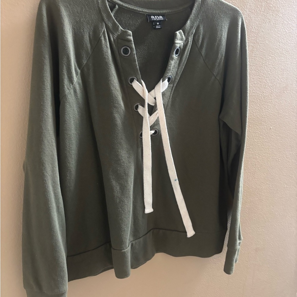 Ralph Lauren Green Lace-Up Sweatshirt